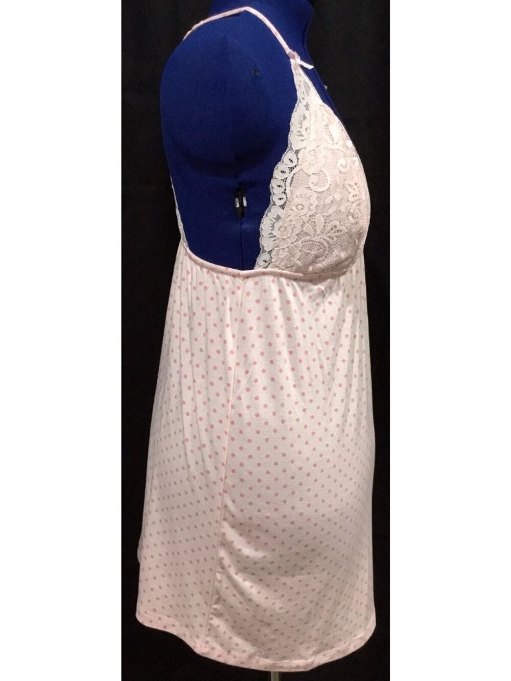 Flora Nikrooz Chemise Coquette Womens S Pink Lace Polka Dot Baby Doll Fairycore - Picture 7 of 9